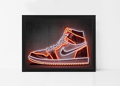 Pumah accessories neon jordan sneaker art poster avec cadre (30 x 40 cm)