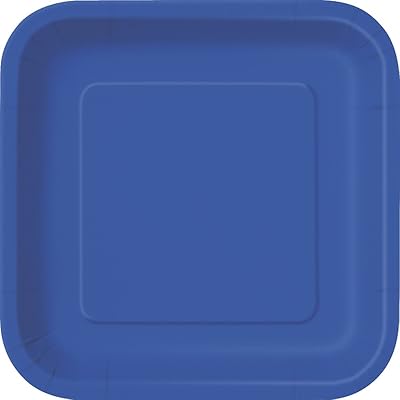 Assiette carrée unique, 16 pièces, taille 7 pouces, bleu royal