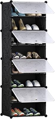 Étagère à chaussures en plastique à 8 couches et 4 cubes avec portes