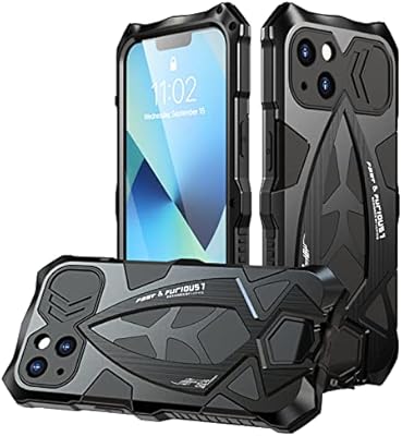 Hongxinghai coque métallique en aluminium durable et résistante avec béquille et protection d'écran