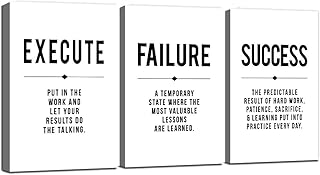 Impression inspirante toile murale encadrée avec citation de réussite art mural de bureau