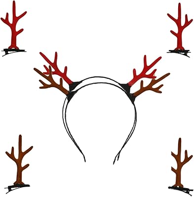 Bandeau de noël en bois de renne et pinces à cheveux avec oreilles