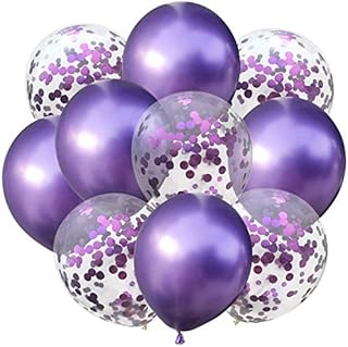 Ensemble de 10 ballons à confettis violets et ballons métalliques party time - effet scintillant incroyable pour un anniversaire, une fête prénatale, une fête de mariage, etc.. Gagnez du temps et de l'argent avec Diaytar