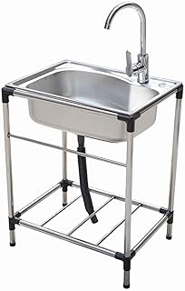 Lavabo simple en acier inoxydable lavabo portable évier avec robinet et support