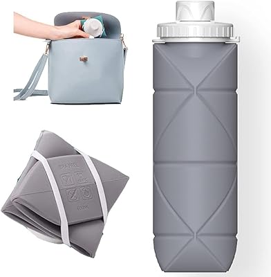 Bouteille d'eau pliable m&j sans bpa bouchon pivotant étanche portable réutilisable en silicone