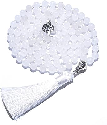 Collier mala 108 perles pierre naturelle prière méditation yoga nouées à la main