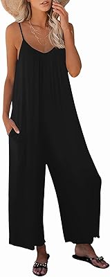 Combinaison décontractée sans manches pour femme avec ceinture ample réglable, pantalon long extensible