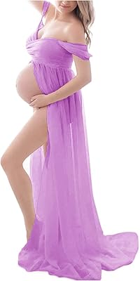 Robe longue en mousseline à épaules dénudées pour séance photo, robe longue