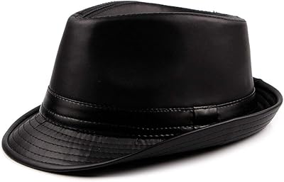 Chapeau jazz trilby fedoras panama en similicuir à bord court (s-m)