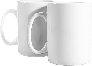 Bycnzb 850 g grandes tasses à café en céramique, lot de 2 (blanc)