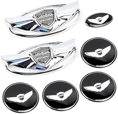 Junpei 7 pièces d'emblèmes noirs 3d avant + arrière + volants pour hyundai