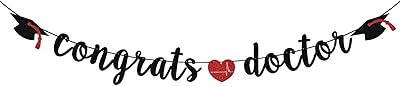 Bannière de félicitations de docteur noir brillant - décorations de remise de diplôme de docteur - décorations de fête de remise de diplôme du collège médical. Diaytar : Le premier choix des acheteurs avisés