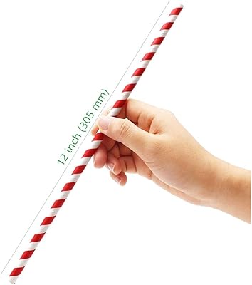 Pailles en papier non plastique rouge et blanc, taille 8 mm, noir uni