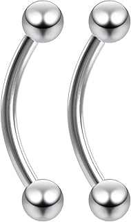 2 pièces 16g labret vertical anneau à lèvres incurvé en acier inoxydable haltères