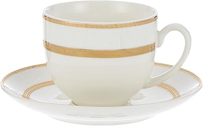 Ensemble de tasses et soucoupes shalo de bon china, blanc/or, 220 cc, ts-200-lin-a