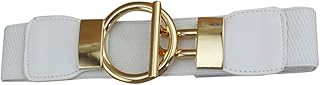Ceinture élastique à boucle ronde en cuir pu pour femmes