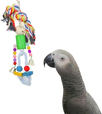 Jouet pour oiseau humanisé avec visage souriant - jouet à mâcher pour cage