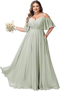 Robes de demoiselle d'honneur élégantes pour femmes, grande taille, avec épaules dénudées