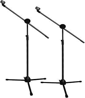 Iwinner support de microphone robuste réglable et pliable avec 2 supports à pince