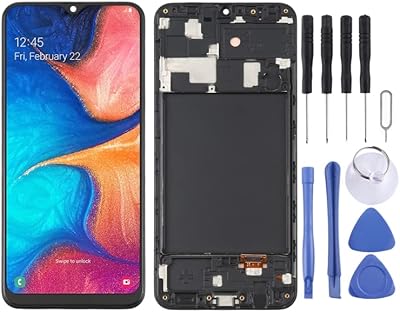 Écran lcd oled samsung galaxy a20 sm-a205, assemblage complet avec cadre