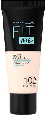 Fond de teint maybelline fit me matte & poreless pour femme, 102 fair
