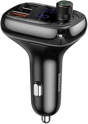 Transmetteur fm baseus bluetooth 5.0 bbs chargeur de voiture charge rapide