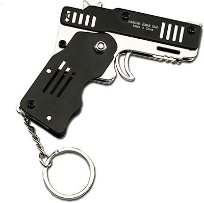 Mikakoz mini pistolet à élastique pliable, 6 tireurs avec porte-clés pour jeux