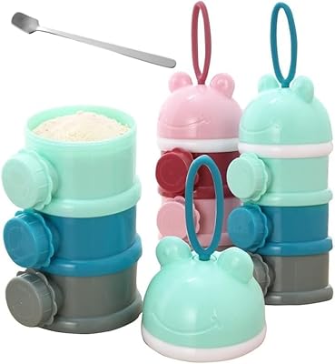 Distributeur de lait en poudre pour bébé anti-déversement avec 3 sections intelligentes empilables