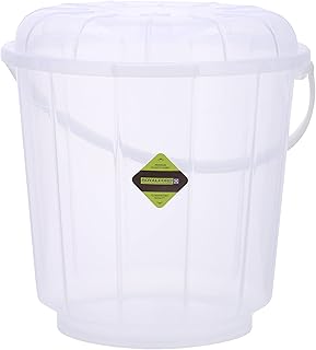 Seau transparent royalford avec couvercle, seau en plastique de 5 litres rf10689, poignée