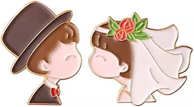 2 pièces coupels épinglettes mariée et marié broches pour lui et elle mignon