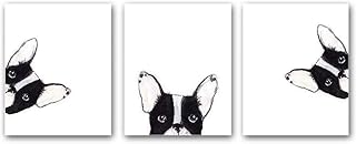 Ensemble de 3 impressions d'art mural d'animaux bouledogue, affiches en noir et blanc