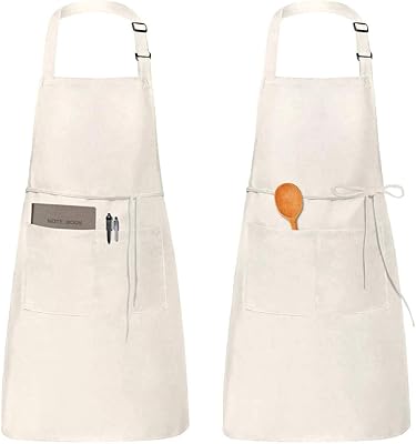 Tablier de cuisine imperméable réglable avec poches pour la maison, le restaurant, l'artisanat, le jardin, le barbecue, l'école, le café, tablier pour hommes et femmes, 2 pièces blanc. Un océan de bonnes affaires sur Diaytar Sénégal