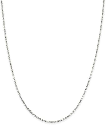 Collier chaîne câblée à maillons ovales biseautés de 2 mm en argent sterling