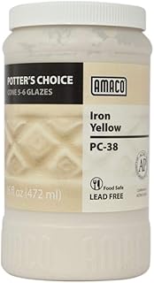 Potter's choice glaze iron yellow pc-38 d'amaco argile sans plomb pour poterie, biscuit