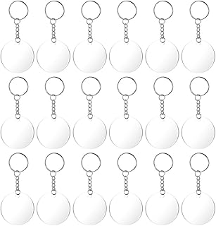 Helvety 60 pièces porte-clés rond en acrylique (porte-clés en acrylique vierge, porte-clés)