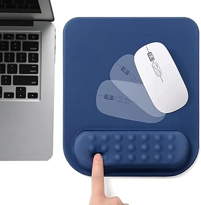Tapis de souris ergonomique lavable evan avec repose-poignet et bords arrondis 3d (bleu)