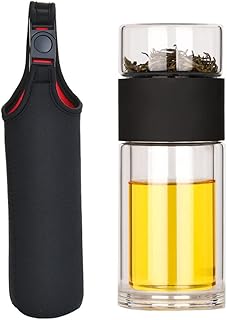 Infuseur à thé en verre de beauté, tasse de voyage à double paroi