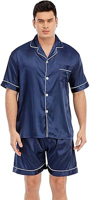 Jyher pyjama en soie pour hommes, ensemble de pyjama classique en satin