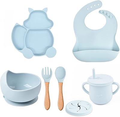 Ensemble de couverts en silicone javest 6 pièces (enfant en bas âge) avec assiette. Des produits authentiques à prix réduits sur Diaytar Sénégal