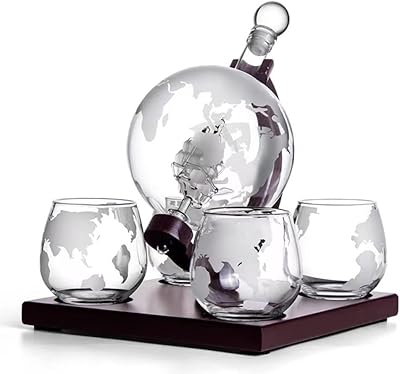 Ensemble de carafe à liqueur dweck avec 4 verres à whisky gravés