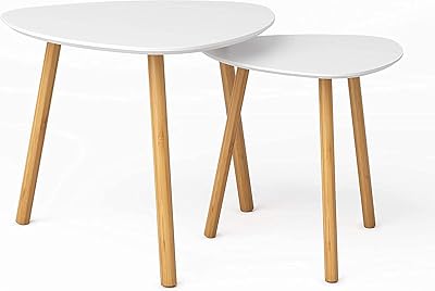 Table d'appoint triangulaire en rotin fayrouz, lot de 2 tables basses faciles à