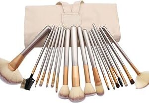 Ensemble de 18 pinceaux de maquillage professionnels avec manche en bois artificiel de luxe pour le contour. Achetez en toute sérénité sur Diaytar