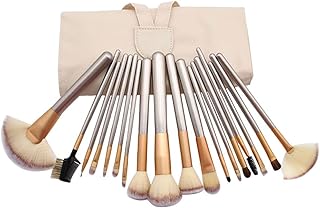 Ensemble de 18 pinceaux de maquillage professionnels avec manche en bois artificiel