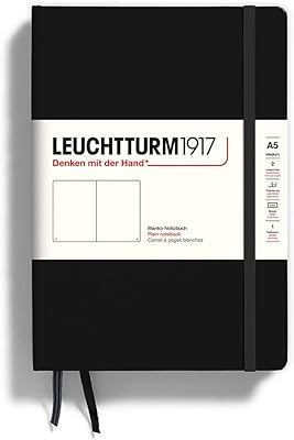 Cahier moyen loichsturm 1917 a5, couverture rigide, 251 pages numérotées (noir, uni)
