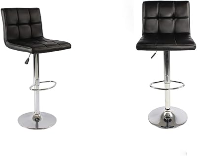 Lot de 2 tabourets de bar en cuir pu, tabouret de bar réglable