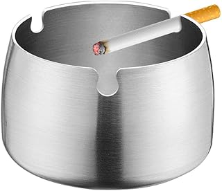 Cendrier coupe-vent en acier inoxydable pour bureau à domicile, terrasse extérieure (argent)