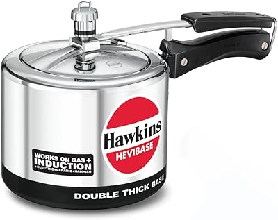Autocuiseur hawkins havipass compatible induction, double fond épais en aluminium, 3 l, argent