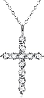 Collier croix en argent sterling 925 pour femme plaqué or 18 carats