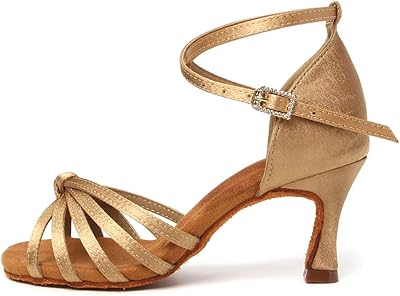 Chaussures de danse latine pour femmes en satin adaptées à la danse, à