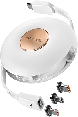 Câble de charge magnétique rétractable 3 en 1 promate avec port